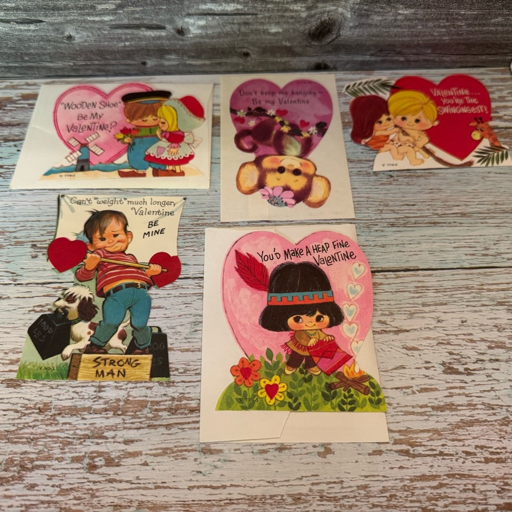 Vintage Valentine's Day Cards Set of 5 some have envelopes